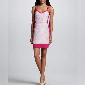 Madison Marcus XS Pink Cocktail Dress Silk with tweed detail
